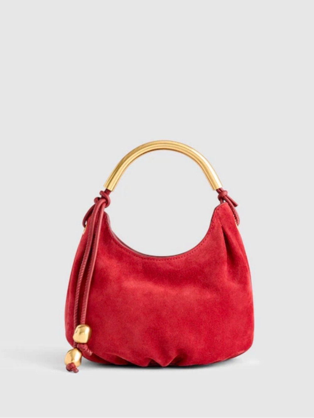 Madewell Red Suede Mini Shoulder Bag with Gold Handle